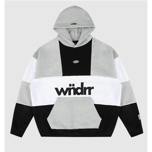 WNDRR GLOBAL PANEL HOOD SWEAT | BLACK/GRAY MARLE