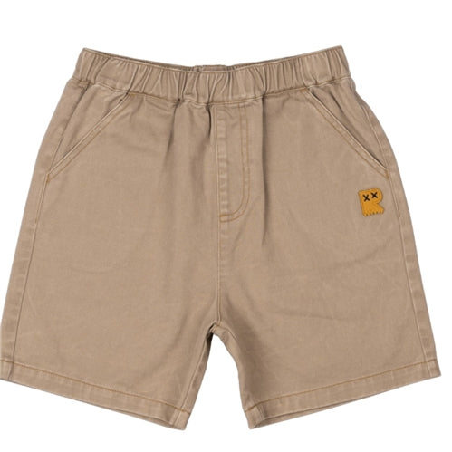 TAUPE WASH DENIM SHORTS